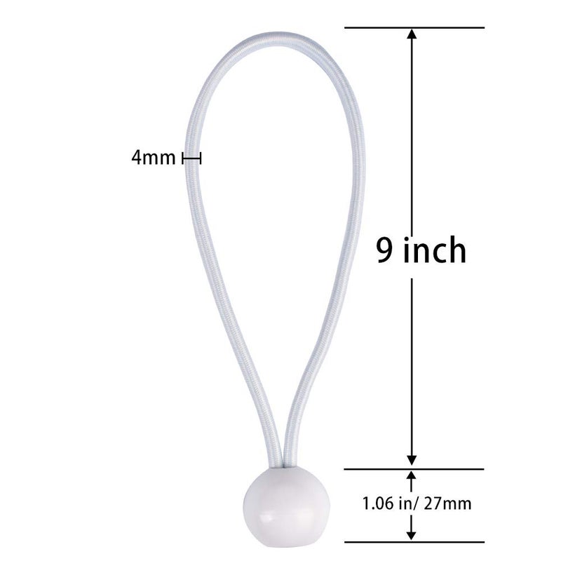 AOPRIE 30 Pack Bungee Balls, White Ball Bungee Heavy Duty Heavyweight 9inches Tarp Bungee Cords, Weather Resistant Tie Down Strap 4mm Thickness - for Camping, Tents, Cargo, Holding Wire and Hoses - Image 3